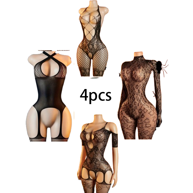 Set di Lingerie Sexy a 4 Pezzi - Bodystocking Fishnet recensione e prezzo