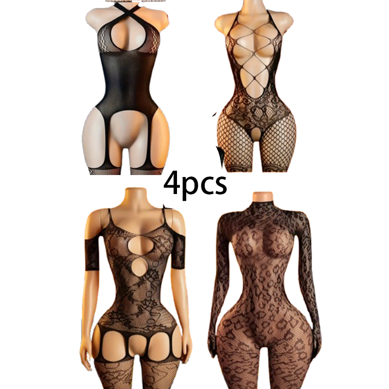 Set di Lingerie Sexy a 4 Pezzi - Bodystocking Fishnet recensione e prezzo